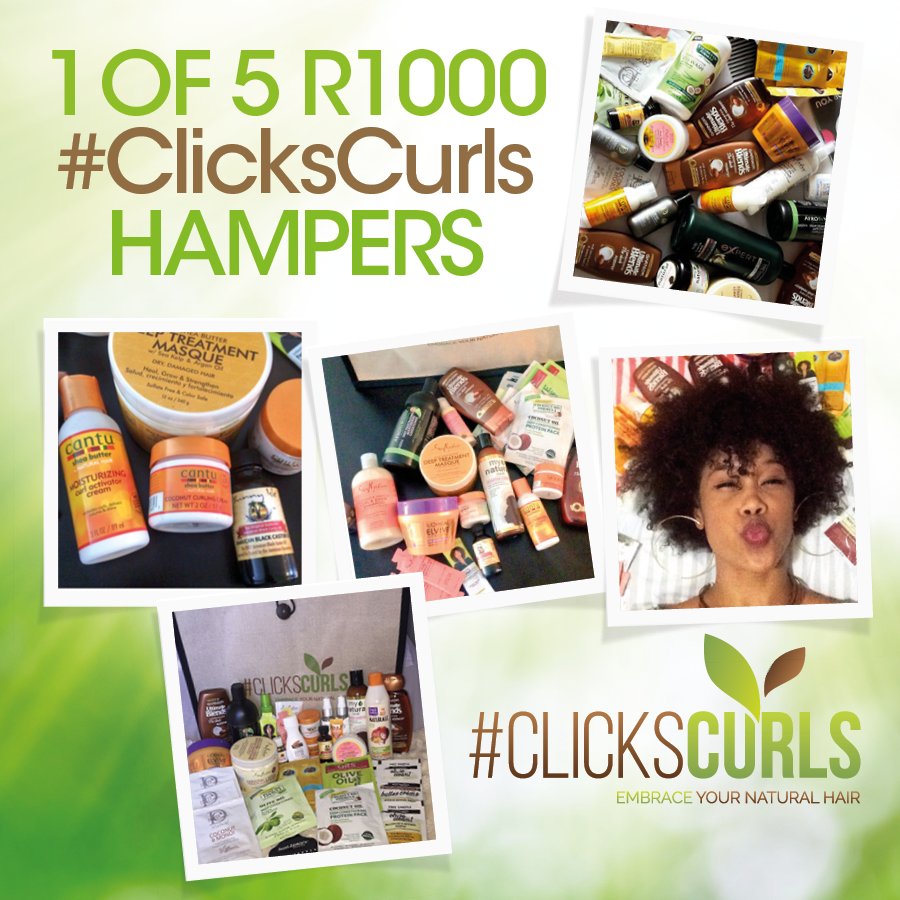 Clicks_SA's tweet photo. Didn't get to #ClicksCurls CT? We've got 5 x R1,000 #naturalhair vouchers to give away! Follow us, RT, fave and comment with #WinWithClicks. https://t.co/knQidSFg8S