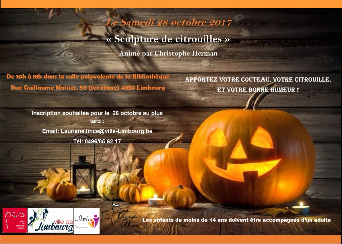 Ch_Herman_'s tweet photo. Ça se passe à #Dolhain le 28/10. #halloween #citrouilles #pumpkin #carving #boooh https://t.co/ec7ErVJgXQ