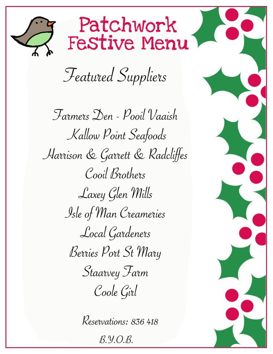 PatchworkCafe's tweet photo. Happy Friday everyone - here's our festive menu for evenings in December. Enquiries on (01624) 836418 https://t.co/sUr9GHSltq