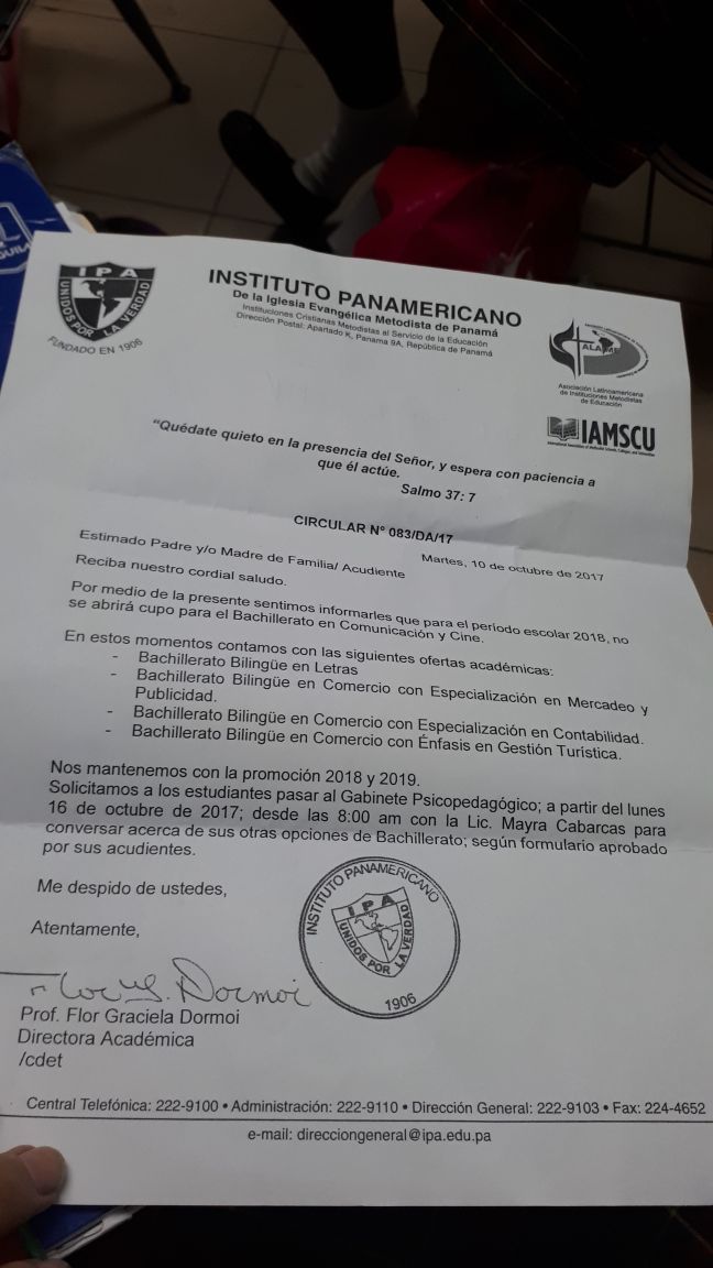 hfxatruch's tweet image. S.E. Augusto Arosemena @A_AROSEMENA_M solicitamos su apoyo para evitar el cierre del Bachillerato de Comunicación y Cine del IPA #SaveC&amp;amp;C