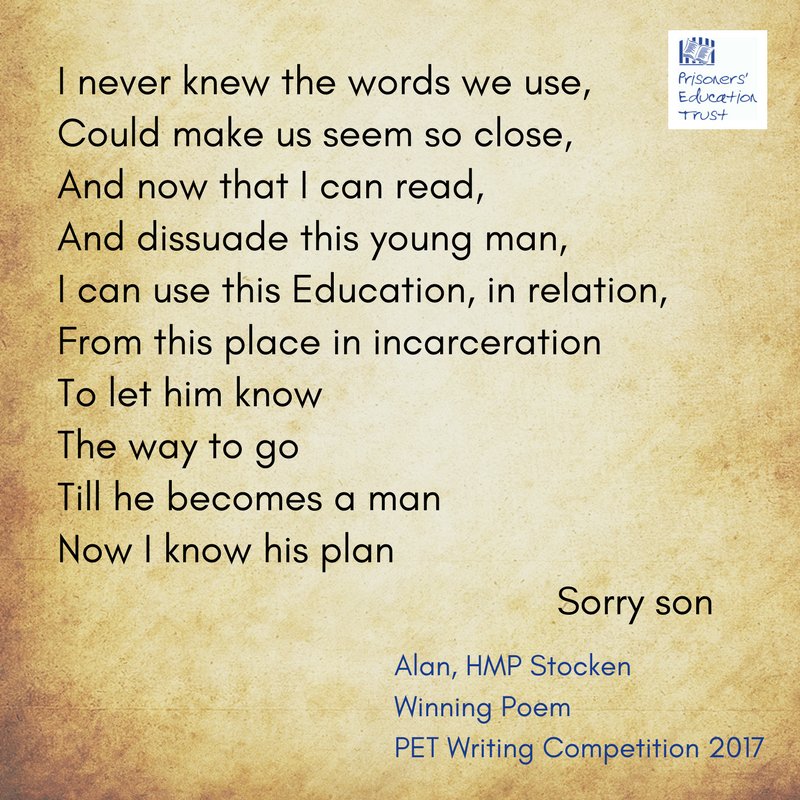Prisoners Education on Twitter: "One of our winning poems from our