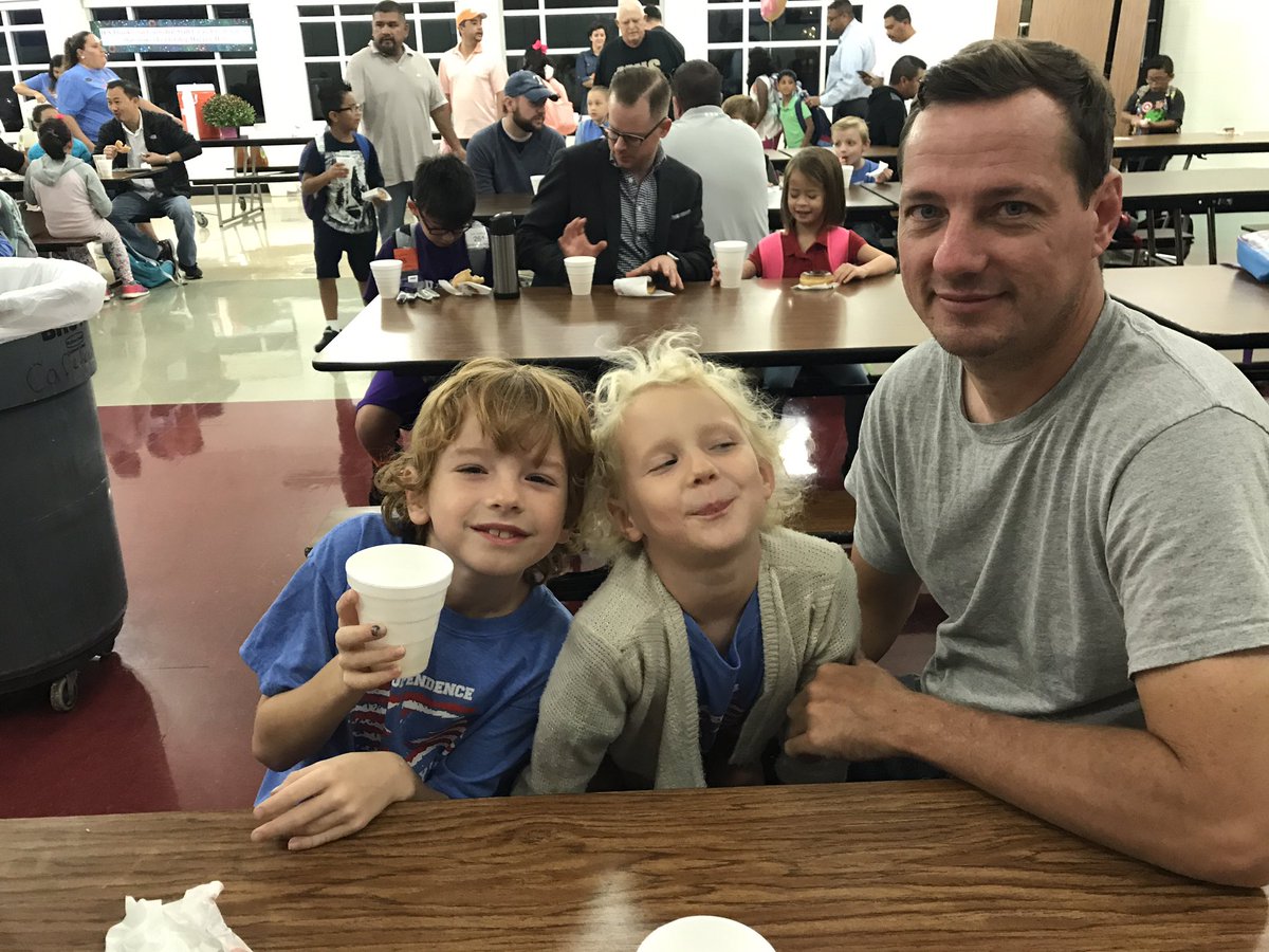 CaylaBennett's tweet photo. Great time at Donuts with DUDES this morning @IndependenceES! Thanks @PTAatIES, these students and dads loved it. @IESCounselor #IESfamily https://t.co/n2VX3fra9K