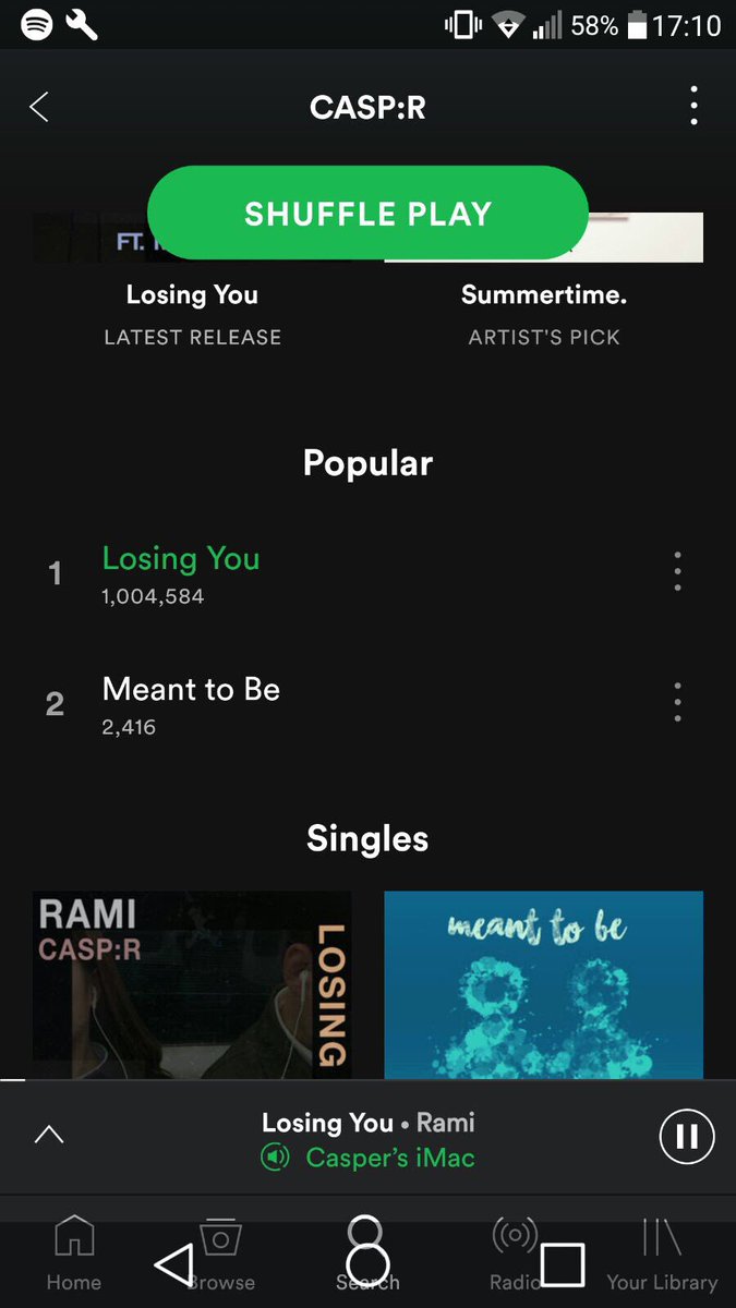 Mougleta's tweet photo. "Losing You" JUST HIT A MILLION PLAYS on @Spotify!!!!! Thank you so much to everyone for the support @offRami! Omg 😍 https://t.co/2bk8Ras4E5