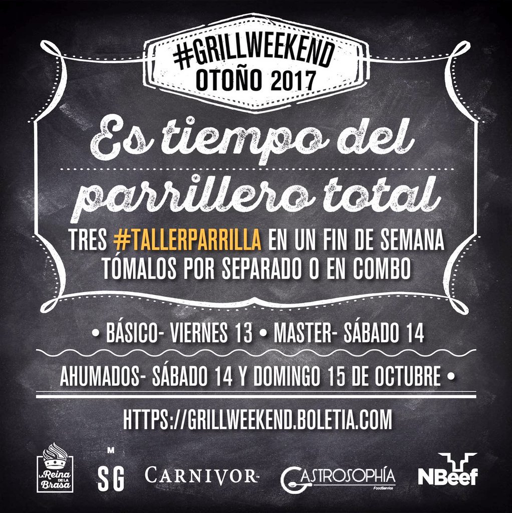 cronicasabormx's tweet photo. #GrillWeekEnd No te pierdas este fin de semana #TallerdeParrilla en @reinadelabrasa con el #parrilleromayor @vinoypipirin @MercadoSnGenaro https://t.co/GYdo1RYZW6