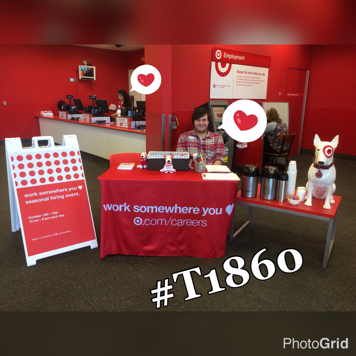 Come have coffee with <a href="/TargetBullseye/">Bullseye</a> and #worksomewhereyoulove! <a href="/Alec/">Alec</a> and <a href="/Sheri/">shahrzad</a> ❤it here at #T1860!  ☕️🎯