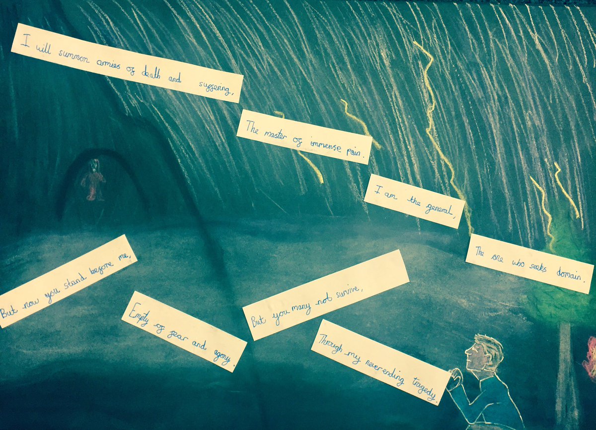 MissBrownYork83's tweet photo. #Y6 chose their favourite 2 stanzas from the #DreadfulMenace to write up. 😱 @robwilkprimary @LiteracyShed Inspired by @MrsELangan #Creative https://t.co/3gDjTUvnzM
