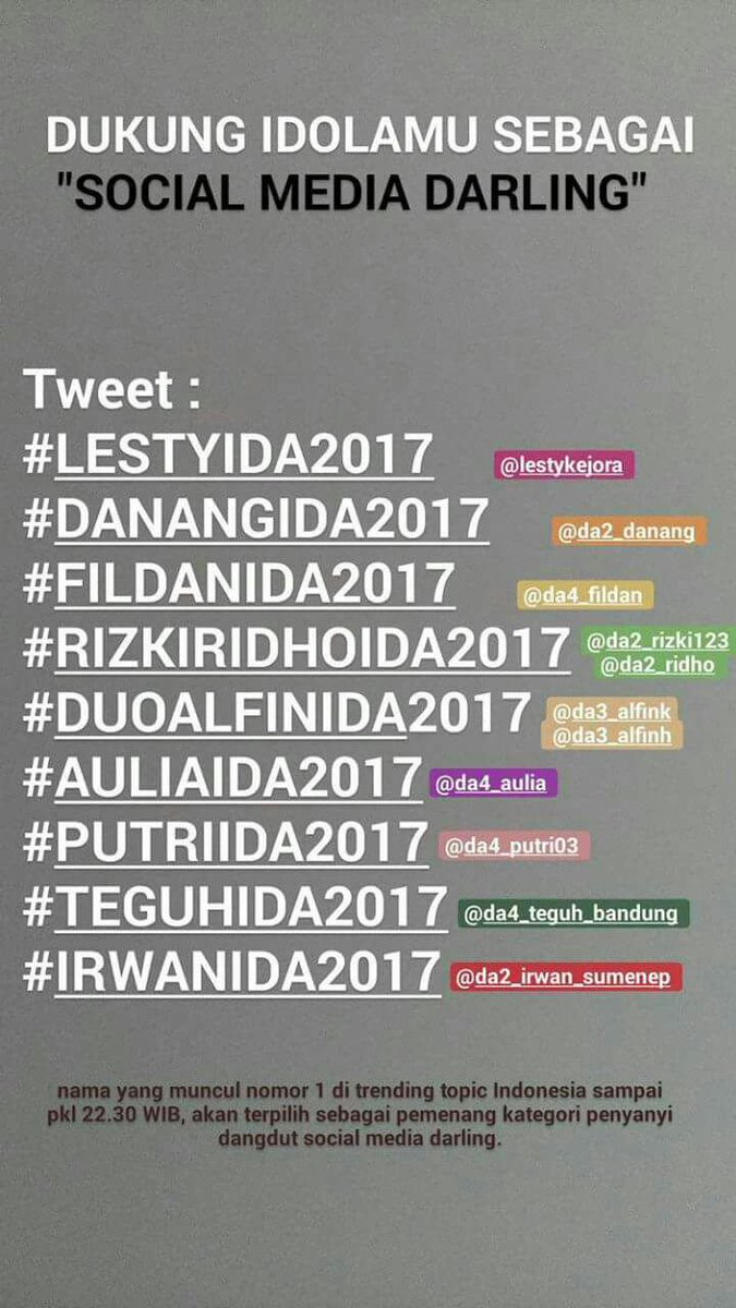 Mohon @IndosiarID menindak yg pke hastag beda dari ketentuan yg keluar dari jalur #LESTYIDA2017