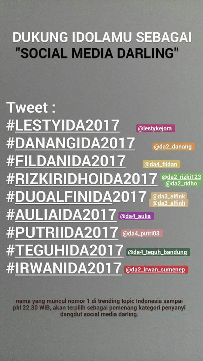 Masa yang lain sesuai..  Ituh beda sendiri min
@IndosiarID 
#LESTYIDA2017