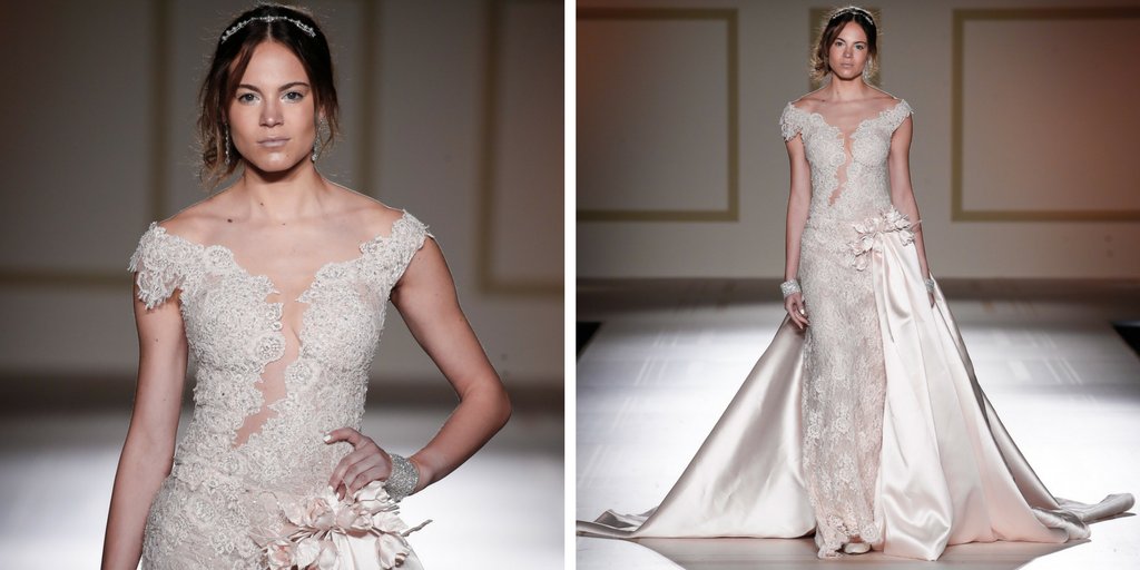 Sexy e contemporaneo, il pizzo è una delle tendenze #bridal 2018 anticipate da <a href="/Sisposaitalia/">Sposaitalia</a> e viste anche alla #newyorkbridalweek.