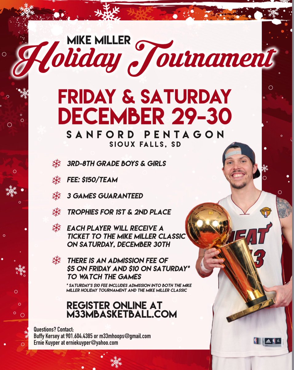 MikeMiller_13's tweet photo. Looking forward to hosting the youth basketball tournament @pentagon Dec. 29-30th. To register a team check out https://t.co/LAcDQ47cqlโ๏ธ๐๐ฅ https://t.co/WMMQTNpVpQ