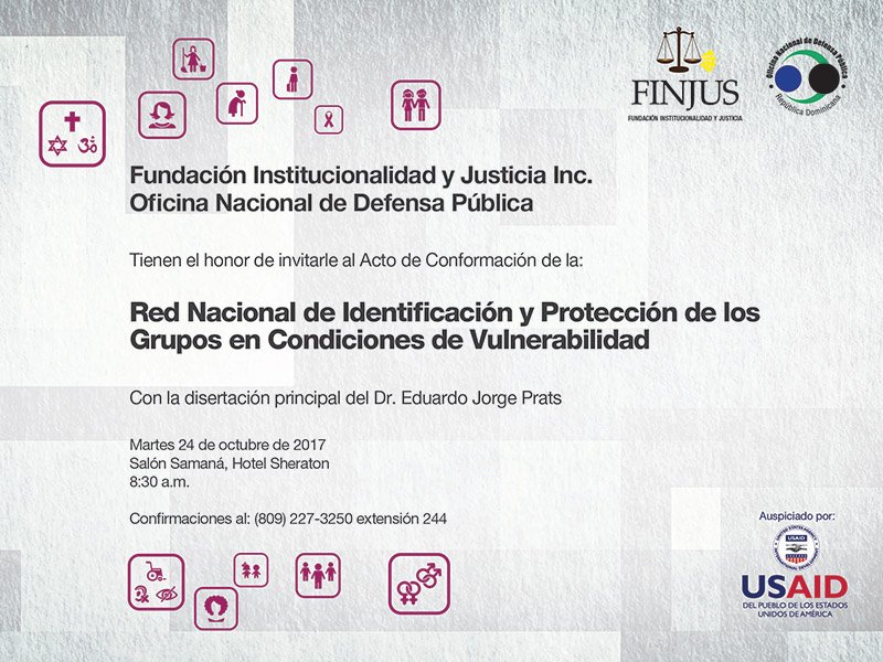 fida2017rd's tweet image. Invitamos  al Acto de Conformación de la Red Nacional de Identificación y Protección de los Grupos en Condiciones de Vulnerabilidad