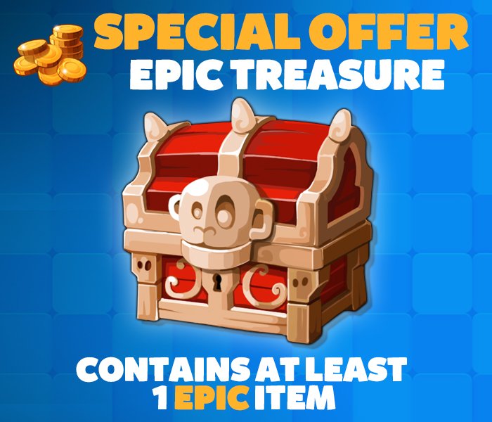 bazoo's tweet photo. 🎁 🌟 EPIC WEEKEND! 
Special offer in your shop: buy this special chest and get 7 items including an EPIC item for just 8000 coins! https://t.co/fw35kODdhc
