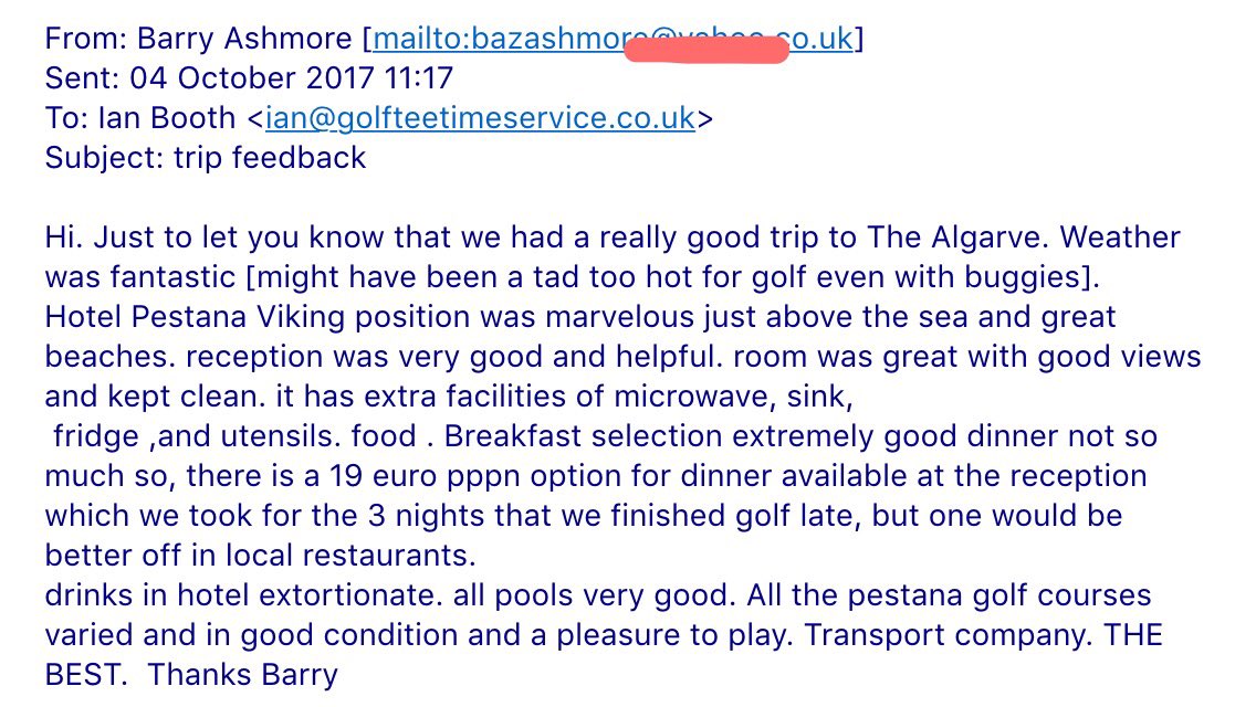 GolfTeeTimeServ's tweet photo. Golf Break on The Algarve?Check out this recent feedback for inspiration &amp; assurance! 
Check out https://t.co/e4bSirIMRC for #Algarvegolf https://t.co/2zRidzhuFA