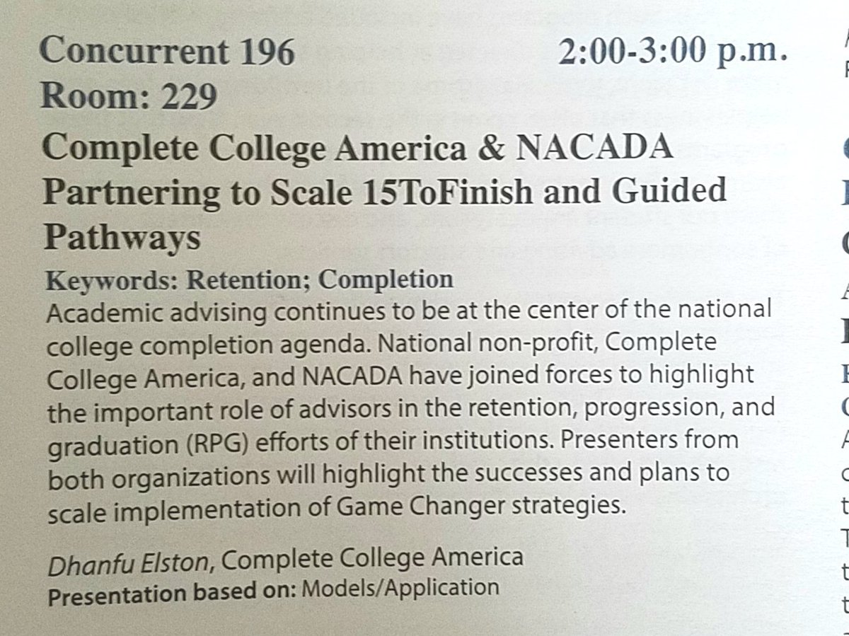 DrElston's tweet photo. Excited to join @MonikaMMala & @NACADA to talk @CompleteCollege #15ToFinish #PurposeFirst #GPSDirect at #NACADA17 #AdvChat https://t.co/2WQRwKlTjF