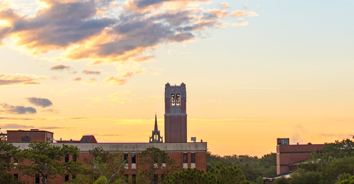 UF campus and Century Tower at sunrise