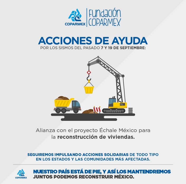 FundCoparmex's tweet photo. #AccionesDeAyuda ¡Súmate al apoyo para reconstruir México! A través del proyecto @echalemx https://t.co/rnFO3BSGUW