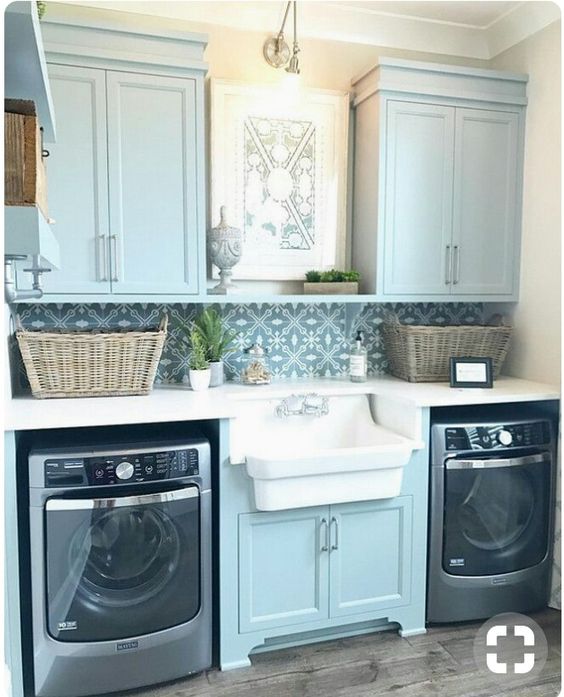 dryerventgenie's tweet photo. What's not to love about this beautiful blue washing station?
#LaundryRooms #DryerVenting https://t.co/EVVt9kzSjk