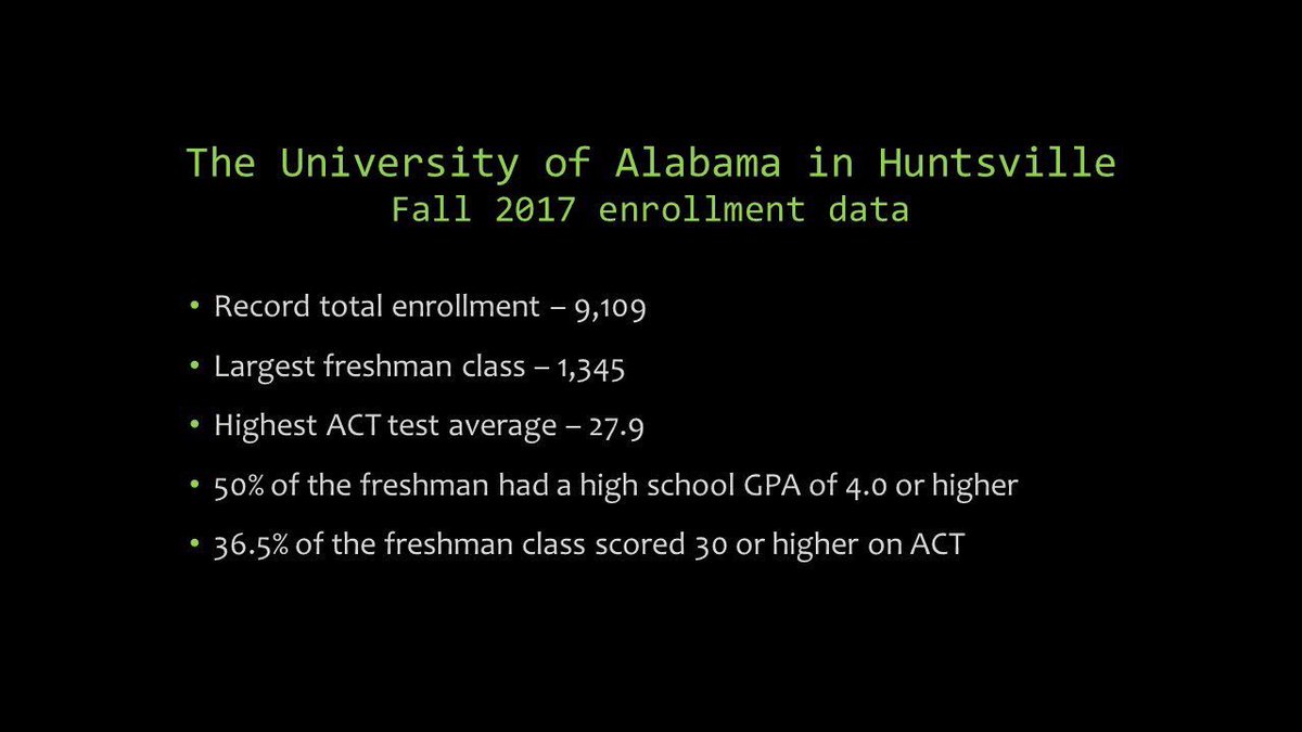 CRPHSV's tweet photo. These enrollment numbers from @UAHuntsville are stellar. #asmartplace #CRPHSV #GrowHere #SucceedHere https://t.co/SU0090Le16