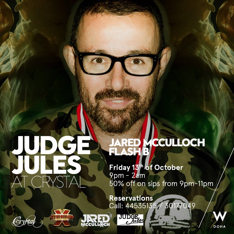IconicQatar's tweet photo. Don't miss tonight @WDoha with the LEGENDARY @realjudgejules @JaredMcCulloch &amp; #FlashB in the house! #JudgeJules #Doha #Qatar https://t.co/gAtZEsPfRr