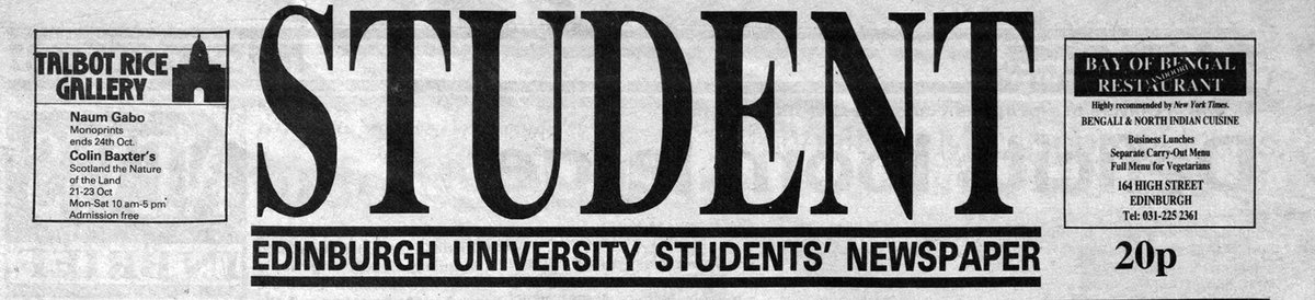 CRC_EdUni's tweet photo. 30 years ago: @TheStudentPaper reports on Union closure across Scotland, a contraceptive pill for men, and sickness in the @EdUniMainLib ! https://t.co/5D0FjfsJVN #studentarchive https://t.co/g1rPjDAujx