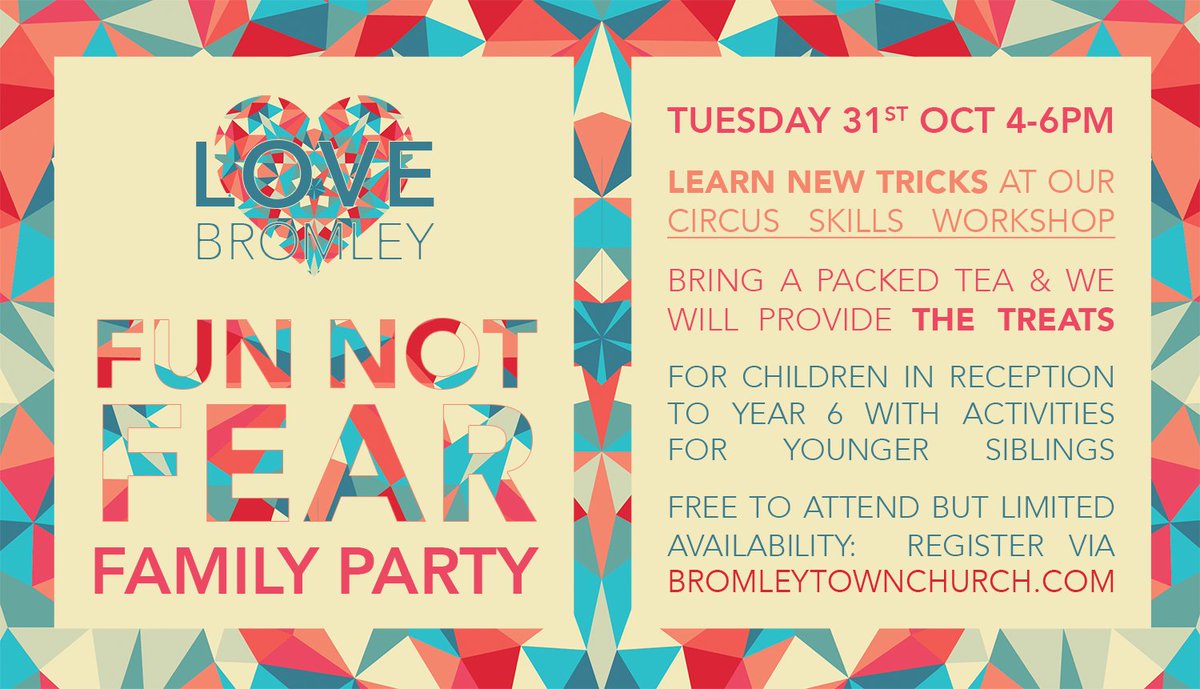 Learn tricks &amp; we provide the treats. 

#FunNotFear Family Party on 31st October w/circus skills. Sign up, Roll up: bromleytownchurch.com/fun-not-fear/