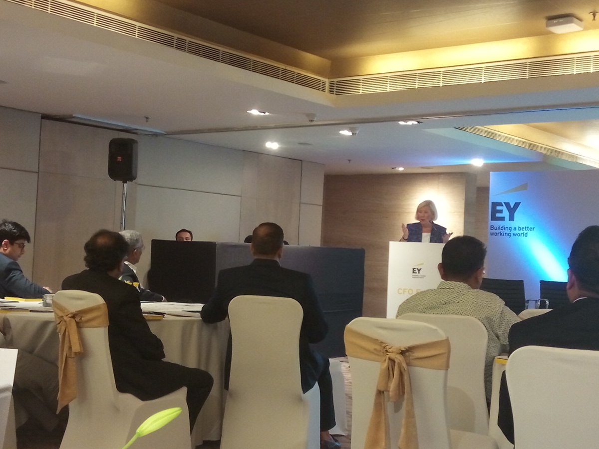 EY_India's tweet photo. .@KateBartonEY answers questions from the audiences at the #EYCFOForum, New Delhi #CFO #digital https://t.co/Vg9uUpONLB