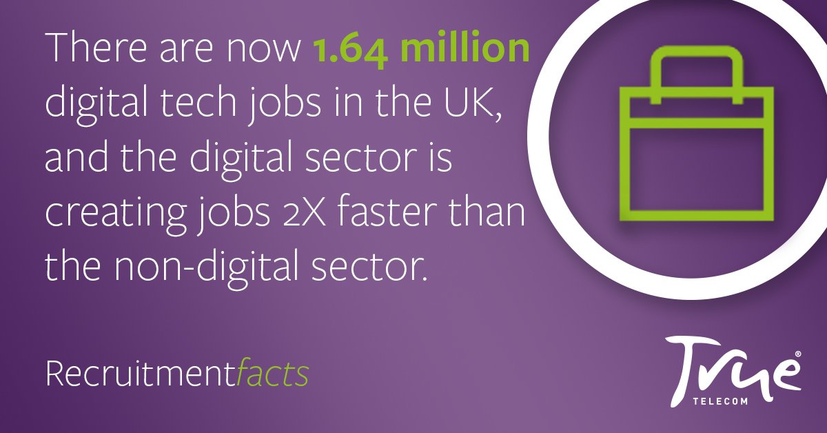 #DidYouKnow that the #digital sector is growing? So is True Telecom! To find out about our latest roles email recruitment@truetelecom.com