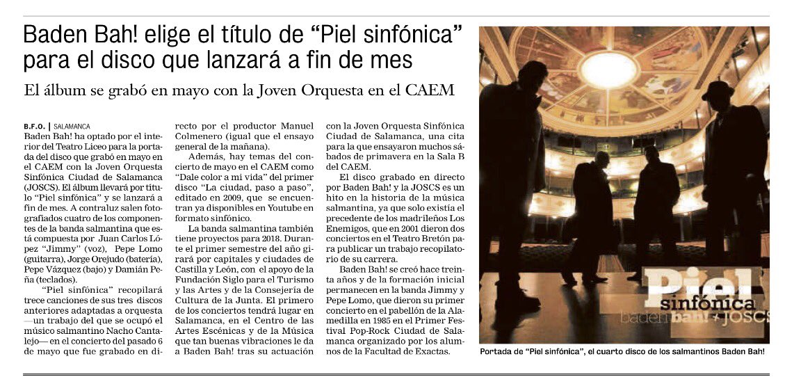 badenbah's tweet photo. @LaGacetaSA publica la portada de #PielSinfónica nuestro cuarto álbum grabado en directo con la #JOSCS https://t.co/IibdjUSOeU