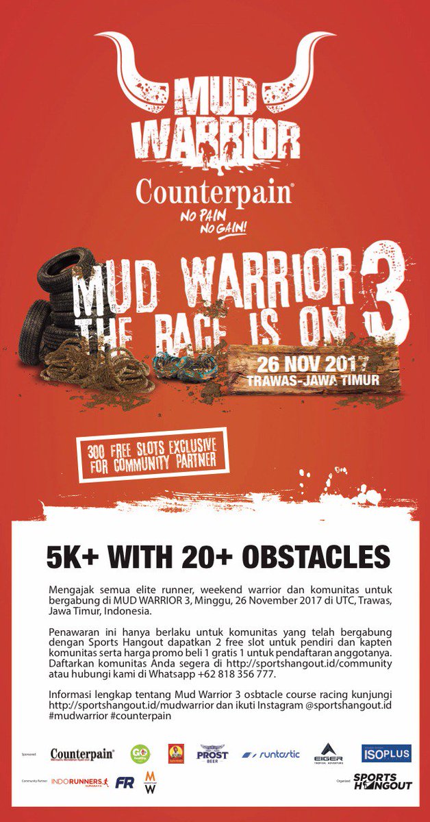 HRFMSurabaya's tweet photo. Try the newest running challenge with Mud Warrior! Revolusi terbaru dari konsep lomba lari tradisional #MudWarrior https://t.co/WSSXsTOCIk