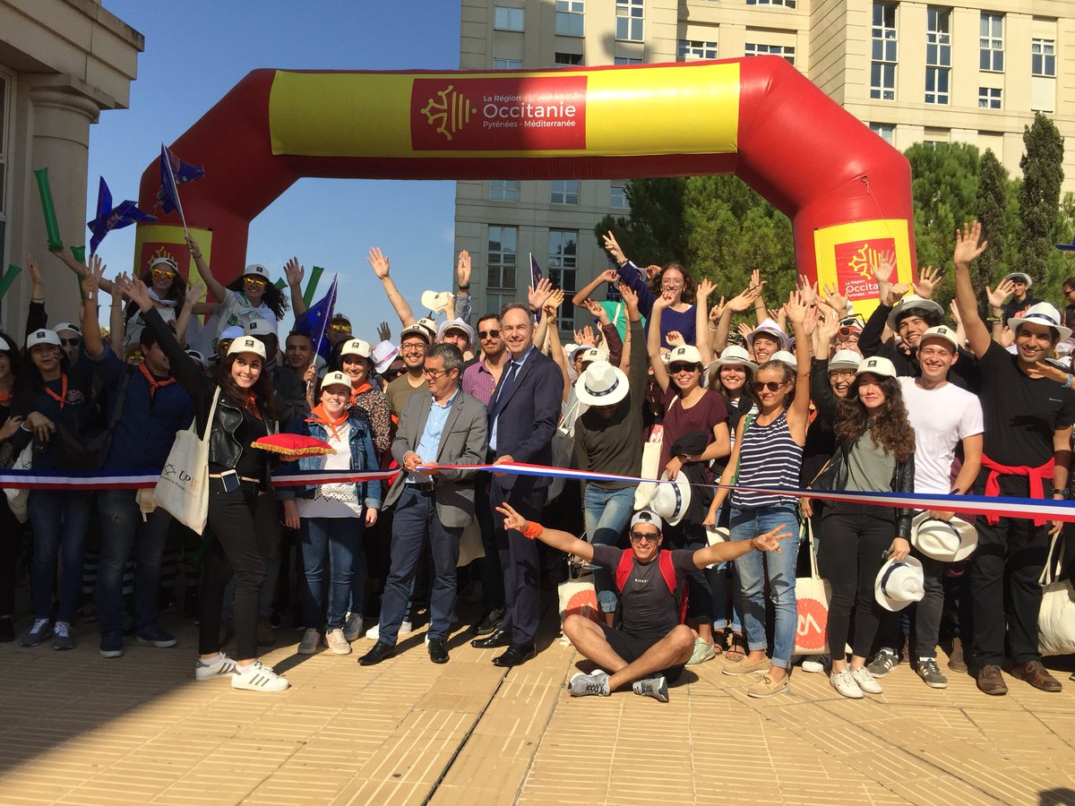GuillaumeCros's tweet photo. Les jeunes étudiants du programme #Erasmus sont nombreux pour le départ du rallye #mobilité de #Montpellier ! #labougitude #Europe https://t.co/jC4MxIlaS7