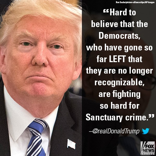 FoxNews's tweet photo. Moments ago, President @realDonaldTrump slammed Democrats, stating that they've gone "so far LEFT" that they're "unrecognizable." https://t.co/CbcjPbHvGb