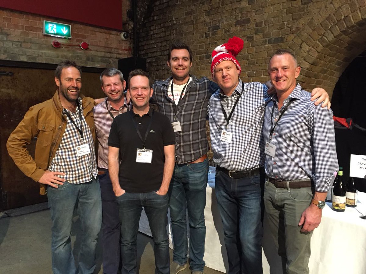RKershawWines's tweet photo. Richard (that hat) &amp; the #newwaveSA winemakers after a highly successful trade tasting in London this week #ridethesecondwave #WheresRichard https://t.co/OFCdpWBQ6K