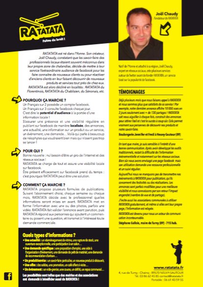 RATATATA débarque dans le Sénonais ! 
Ce concept permet à chaque artisan, commerçant et professionnel de séduire de nouveaux clients...