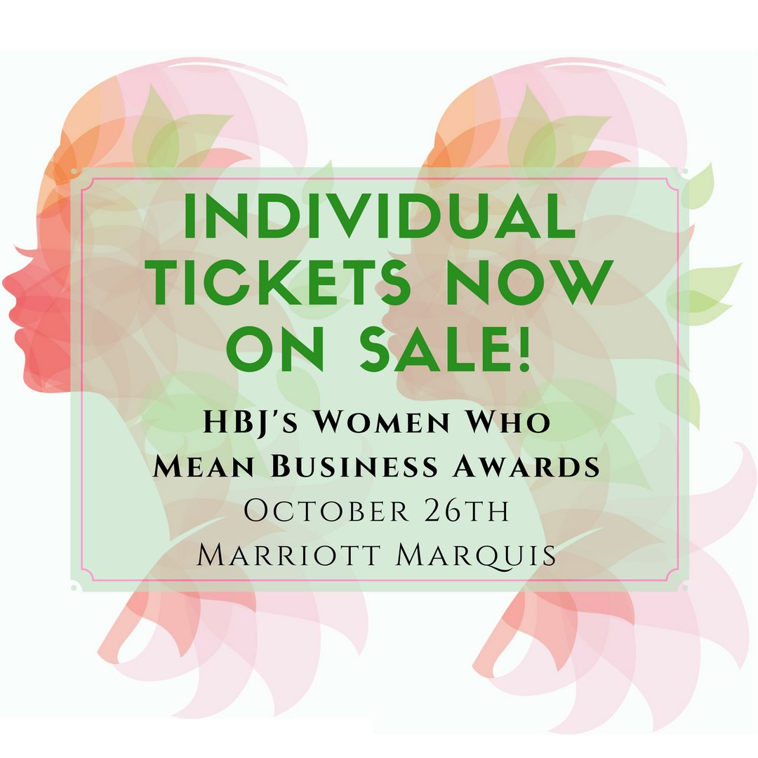 HOUBizJournal's tweet image. Join us as we celebrate top women business leaders in Houston for our Women Who Mean Business Awards. Register Now! bizj.us/1pbg9y