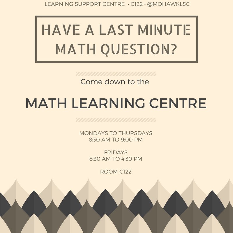 MohawkLSC's tweet photo. Want to make sure you're using the right formula? Drop down to the #MathLearningCentre for some extra FREE help! 🤓 https://t.co/KbENuc8wFk