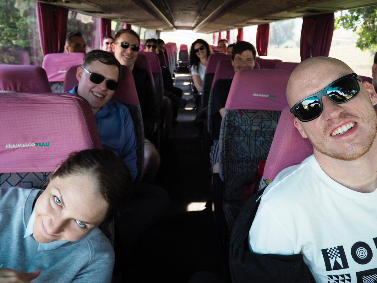 kadamwhite's tweet photo. When the @humanmadeltd retreat bus breaks down! #hmretreat #busparty https://t.co/IZA7Z9TIVU