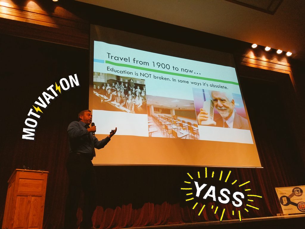 TechTeamAHS's tweet photo. School hasn't changed in over 100 years, we need to innovate or DIE @iceindiana #ICEindiana #hsdlead @DonWettrick https://t.co/oAlMqGsjI6