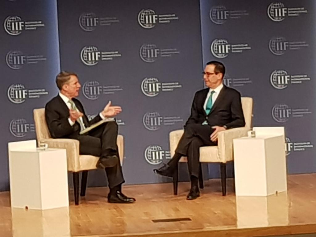 ChiragIFC's tweet photo. Steven Mnuchin US Treasury Secretary in conversation with Tim Adams..proposed US tax reform will be a game changer?   #IIFdc https://t.co/ixKt97aiy8