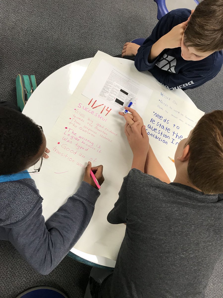WakefieldMedia's tweet photo. Cunningham Ss apply BAWS to critique peer writing @WakefieldMiddle #teachtotheedges Loving our new Think Lab space. Thanks @WakefieldMSPTSA https://t.co/kKyIITX82t