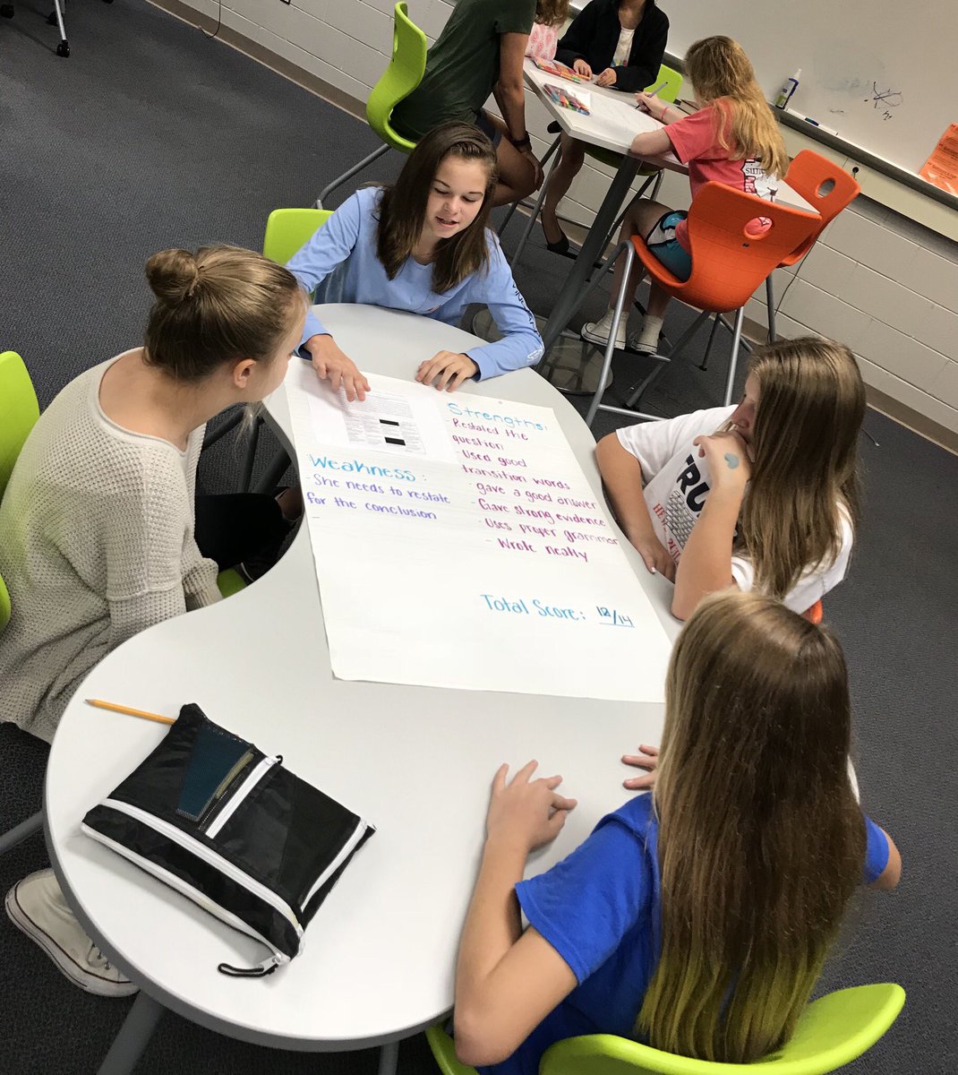WakefieldMedia's tweet photo. Cunningham Ss apply BAWS to critique peer writing @WakefieldMiddle #teachtotheedges Loving our new Think Lab space. Thanks @WakefieldMSPTSA https://t.co/kKyIITX82t