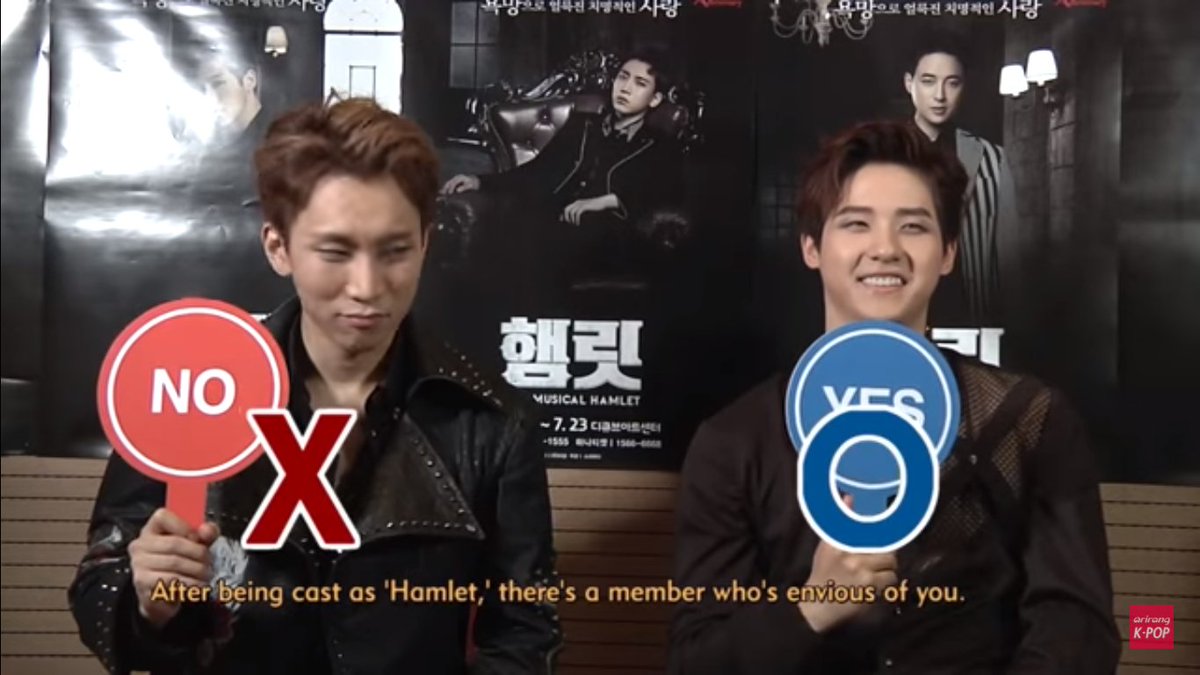 Question: After being cast as Hamlet, there's a member who's envious of you?Eunkwang: