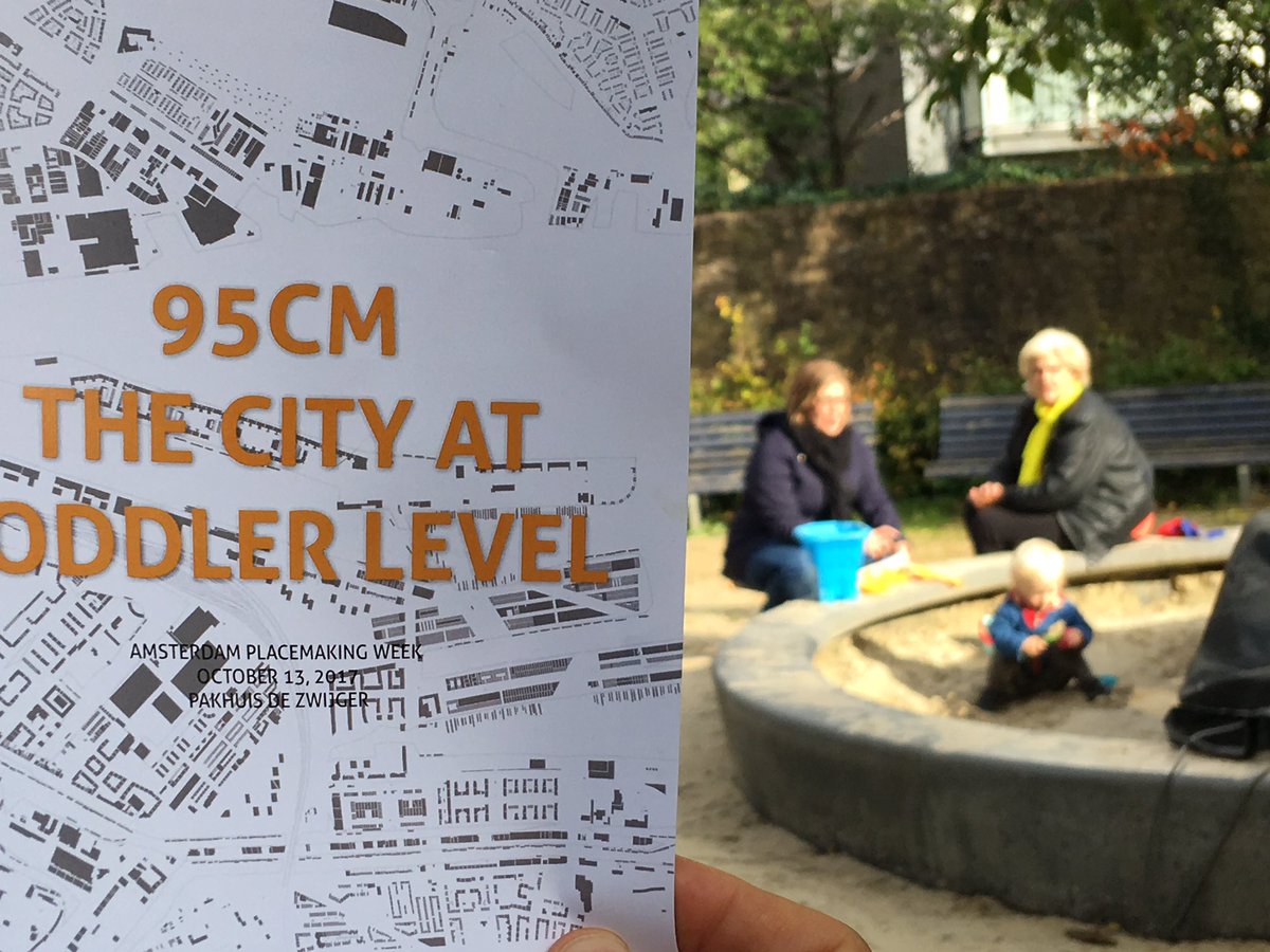 Penalosa_G's tweet photo. In Amsterdam. How do Cities look like at toddler level? Learning from @BvLFoundation #Under95 project; 95cmts height 3 yr old. @880CitiesOrg https://t.co/kSh6XihsDE