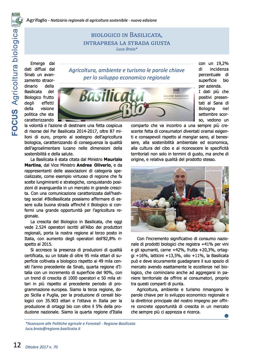 LucaBraia's tweet photo. #BioBasilicata
Il mio intervento sull'ultimo numero di #Agrifoglio di Alsia Basilicata (che trovate per intero qua https://t.co/kwlb8jrItF) https://t.co/xSjaDAKoUR