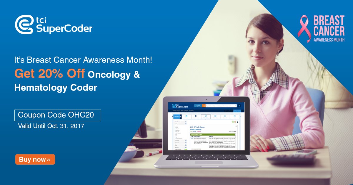 Get 20% off Onc/Hem Coder during #BreastCancerAwarenessMonth! Use code ONC20 by 10/31/17: goo.gl/LWX9hQ