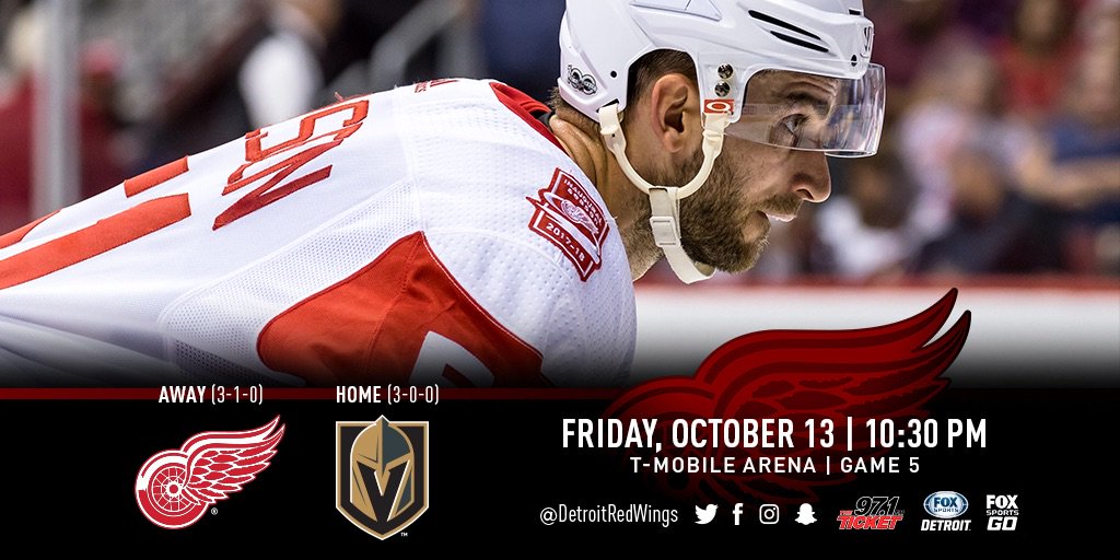DetroitRedWings's tweet photo. Good news: It's another #RedWings GAMEDAY! 

#DETvsVGK #LGRW https://t.co/rhq8sIS6b8