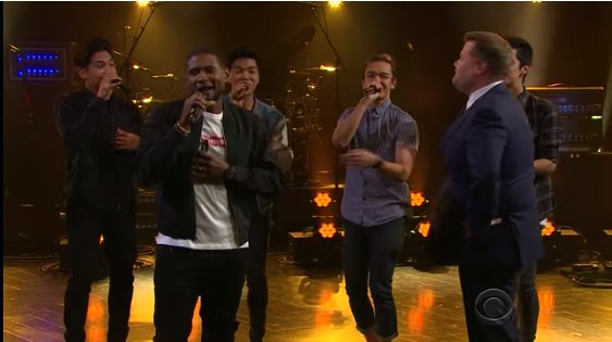 enews's tweet photo. James Corden challenged Usher to a sexy singing competition and these are our confessions: Usher won. https://t.co/sxccvAOlRV https://t.co/w9fOa0i4yC