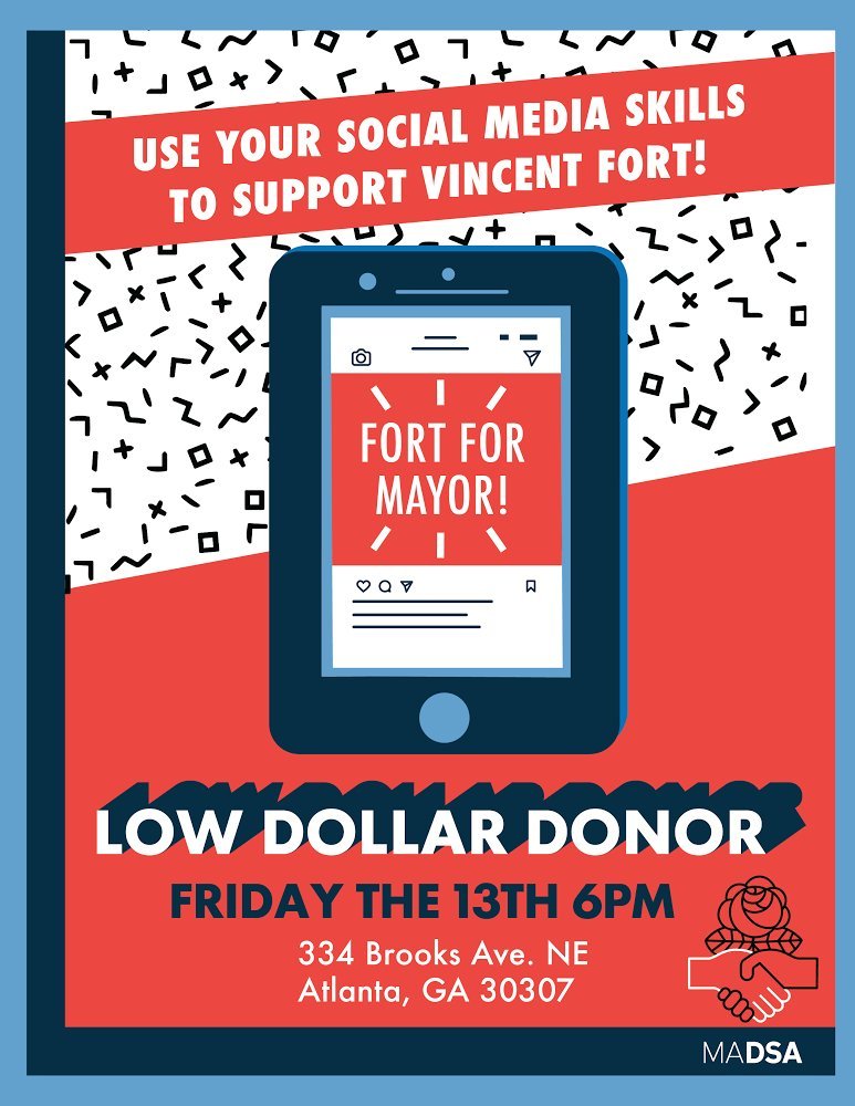 atldemsoc's tweet photo. TONIGHT!

Come have a few drinks and help support @fortforatlanta! #FORTifyATL https://t.co/USjUtXpstT