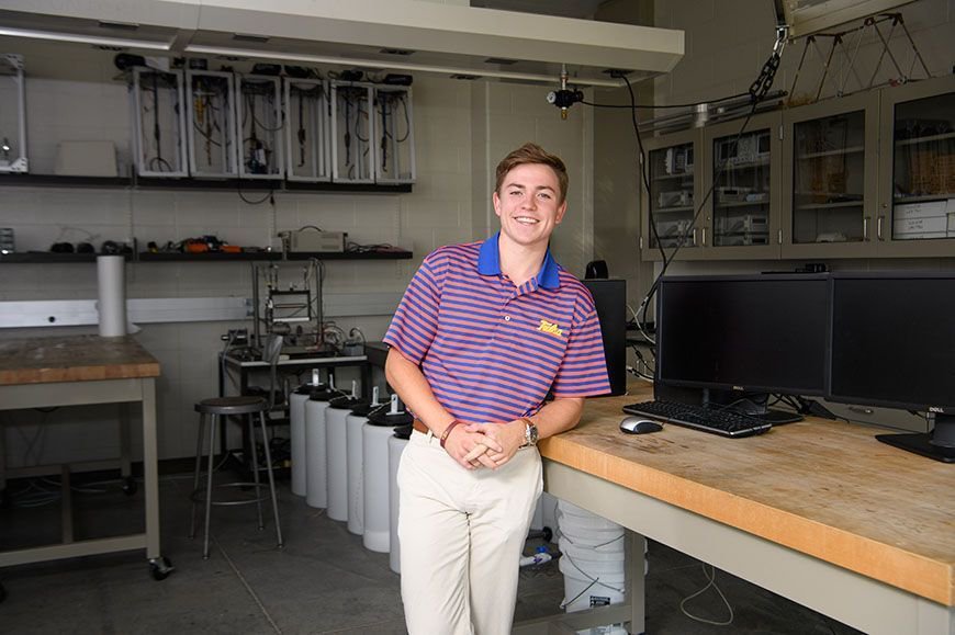utulsa's tweet photo. Junior Matthew Wells exploring #biomechanical, #aerospace and #nuclear #undergradresearch in #mechanicalengineering. https://t.co/DpmFNNlB2a https://t.co/imjnmiF35H