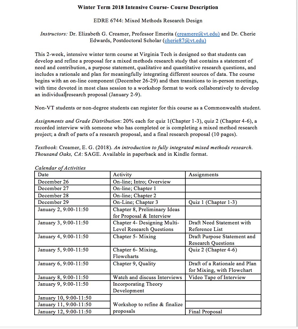 BeaufortFoodie's tweet photo. Registration open for VT 3-wk winter term course designed to prepare a proposal for an MMR project. Info attached. https://t.co/D7I2qBv18u