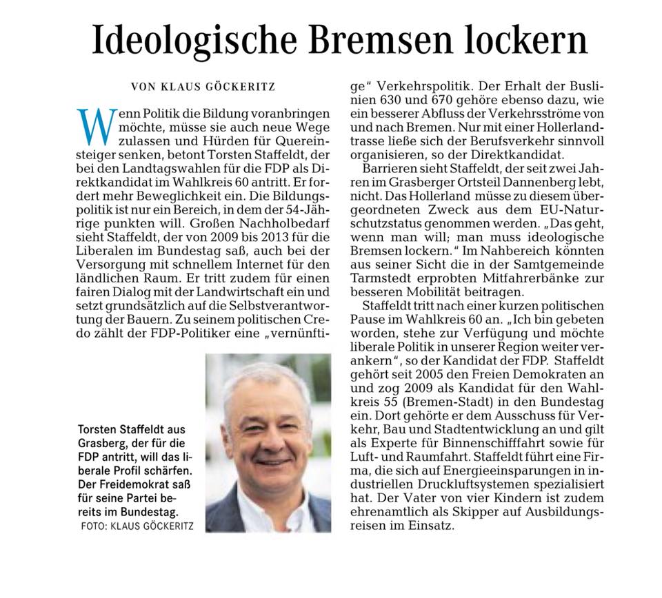 FDP_Lilienthal's tweet photo. Schnelles #Internet, vernünftige #Verkehrspolitik und #Bildung für beste Zukunftschancen - dafür steht Torsten #Staffeldt #FDP #LTWNDS17 https://t.co/eWjqOxOYZt